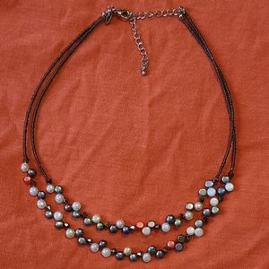 Lia Sophia TAHITIAN Delicate Layered Necklace Choker Freshwater Button Pearls
